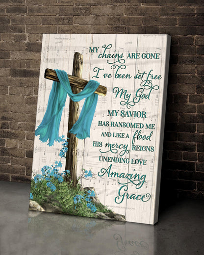 Heaven Cross Signs Amazing Grace Blue Color Grief Signs Loss Gift  Canvas - Canvas Decor Ideas