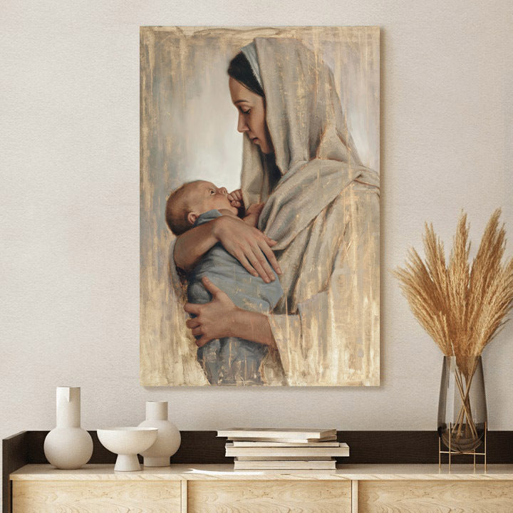 Mother Mary Holding Baby Jesus Canvas Poster