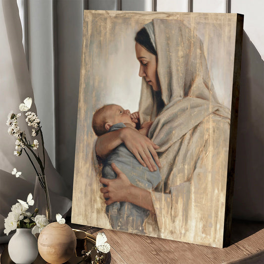 Mother Mary Holding Baby Jesus Canvas Poster