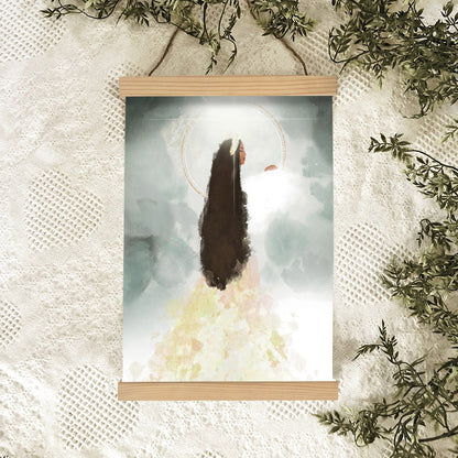 Heavenly Communication Hanging Canvas Wall Art - Jesus Picture - Jesus Portrait Canvas - Religious Canvas