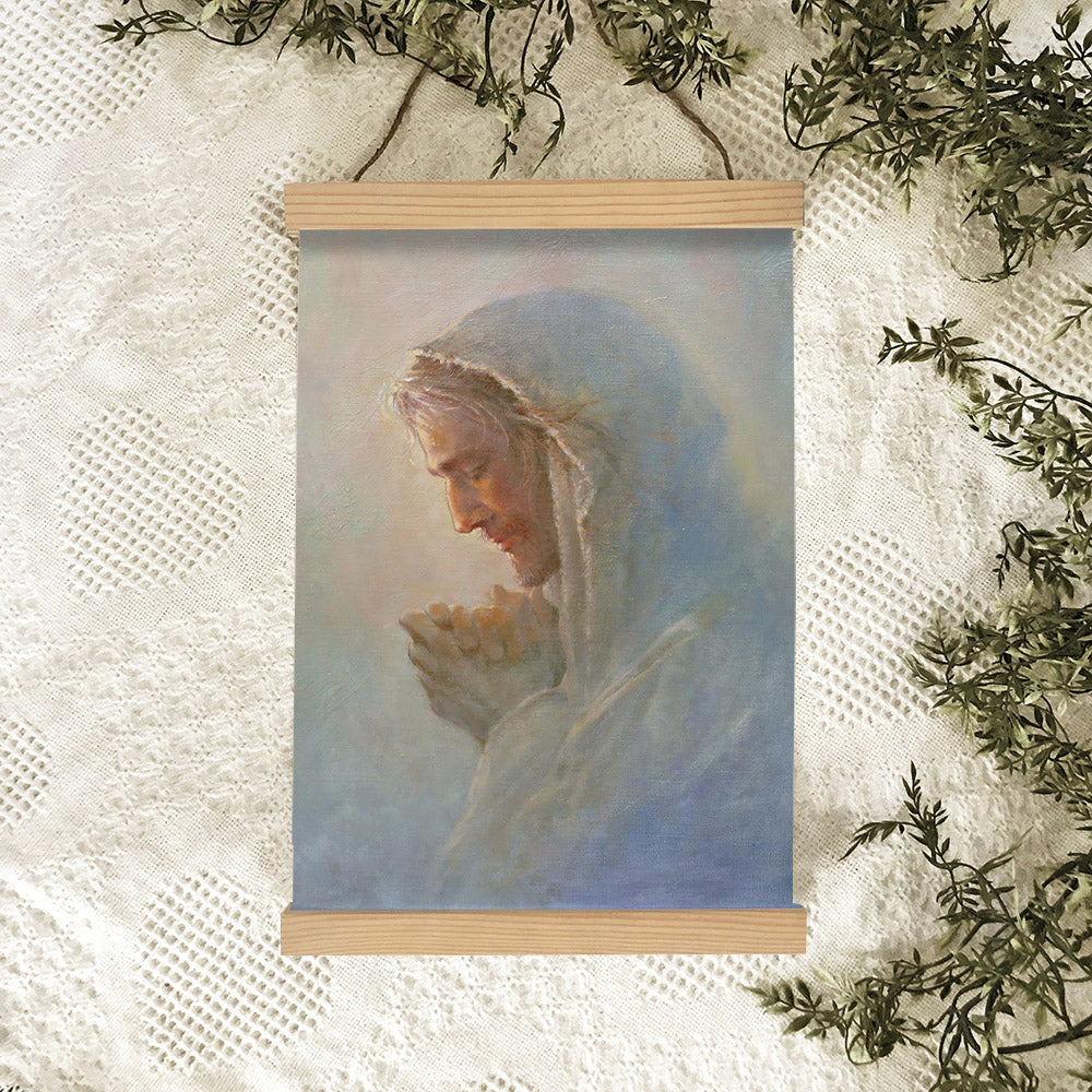 Heavenly Communication Hanging Canvas Wall Art - Jesus Picture - Jesus Portrait Canvas - Religious Canvas