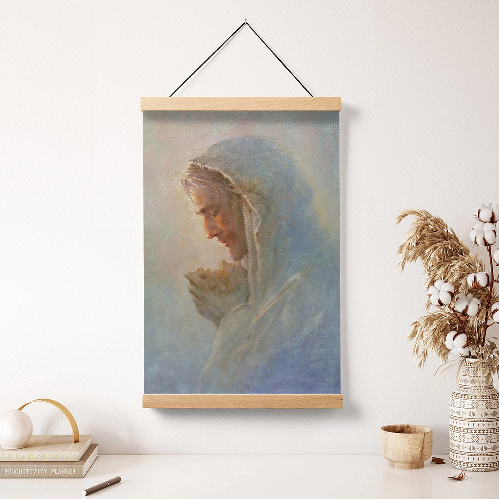 Heavenly Communication Hanging Canvas Wall Art - Jesus Picture - Jesus Portrait Canvas - Religious Canvas