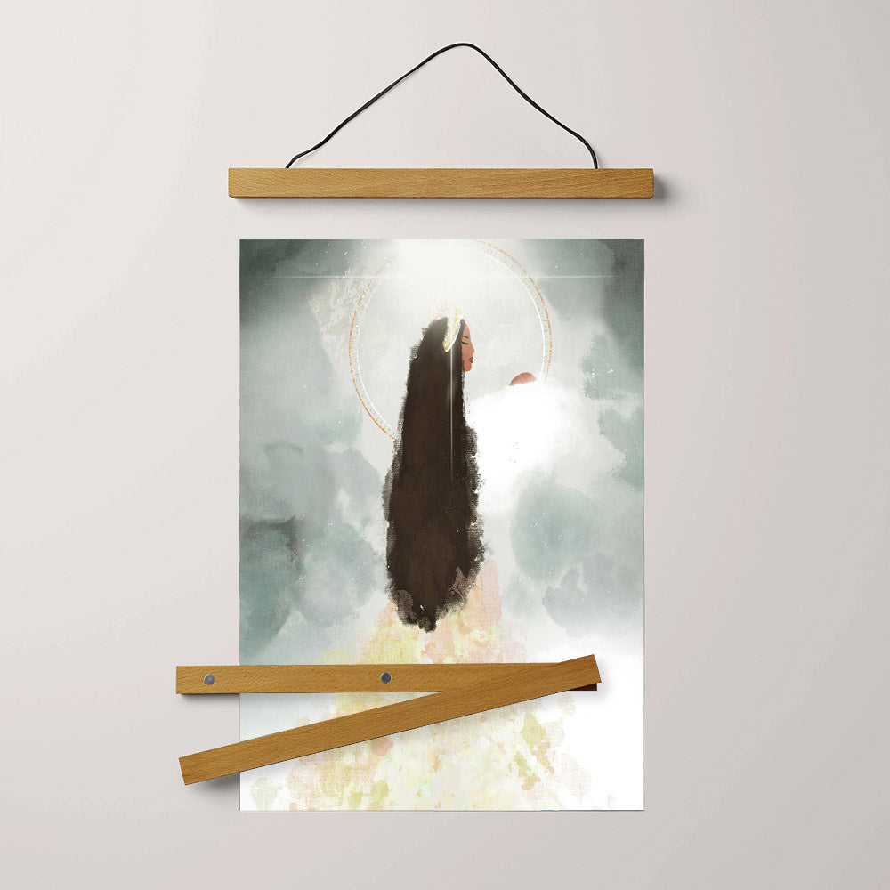 Heavenly Communication Hanging Canvas Wall Art - Jesus Picture - Jesus Portrait Canvas - Religious Canvas