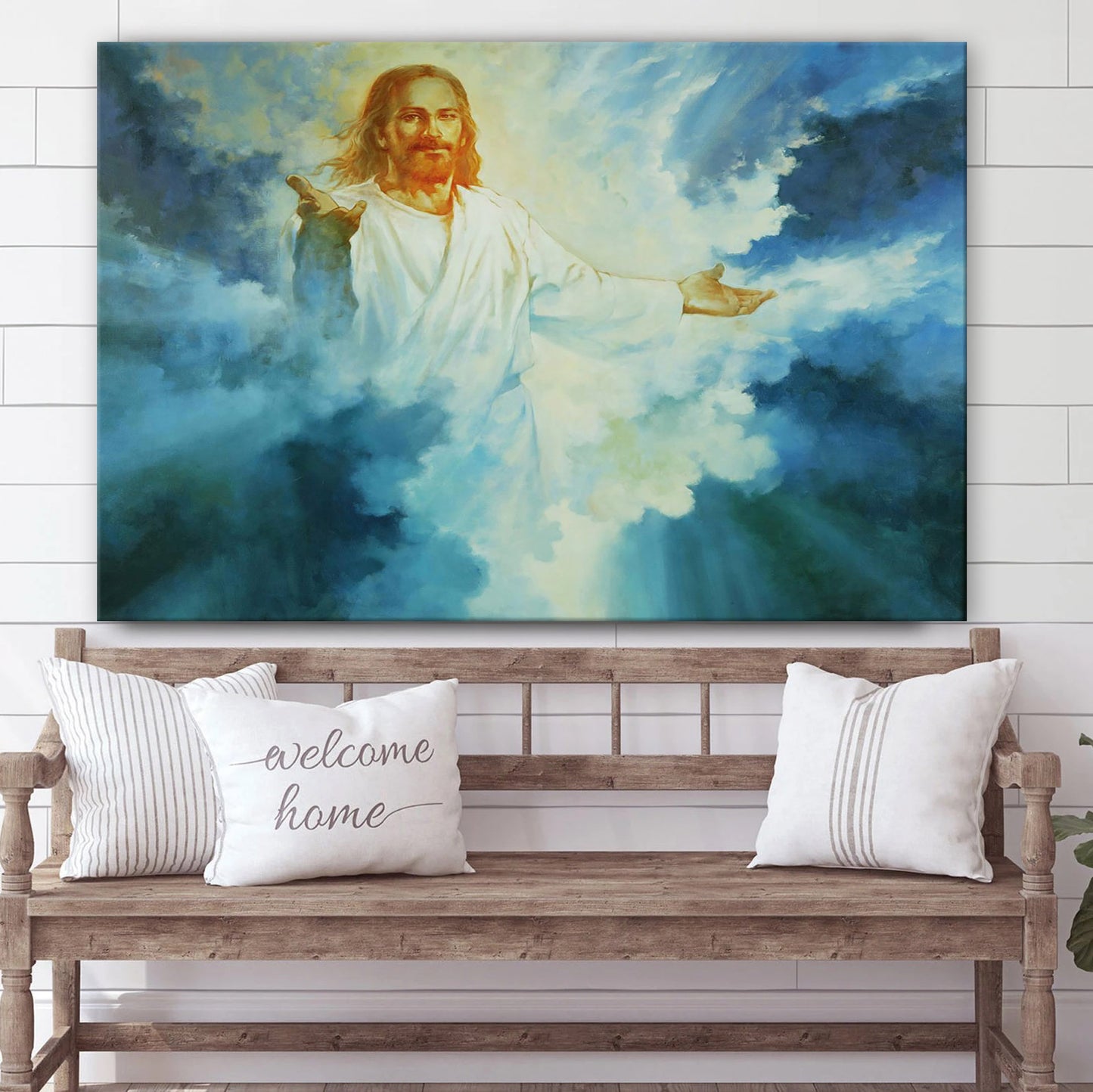 Heavenly Welcome Canvas Wall Art - Jesus Picture - Christian Wall Decor