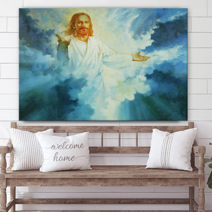 Heavenly Welcome Canvas Wall Art - Jesus Picture - Christian Wall Decor