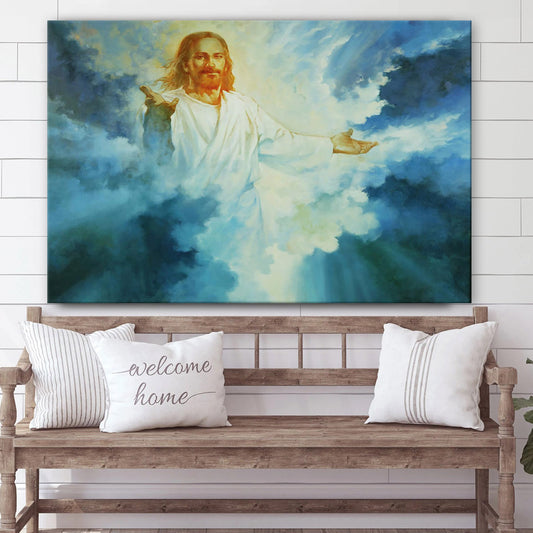 Heavenly Welcome Canvas Wall Art - Jesus Picture - Christian Wall Decor
