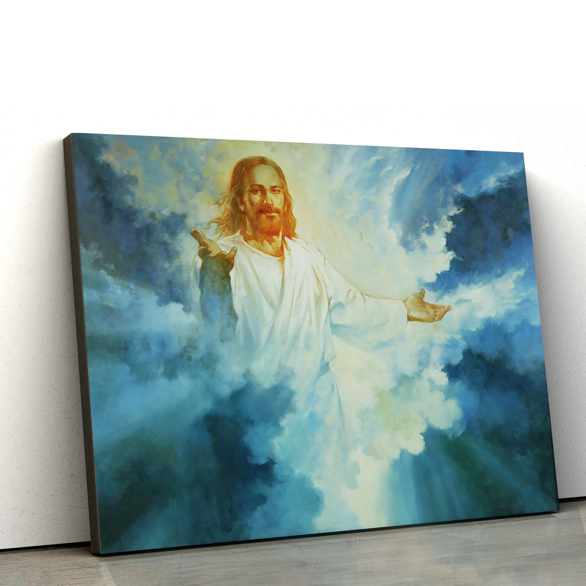 Heavenly Welcome Canvas Wall Art - Jesus Picture - Christian Wall Decor