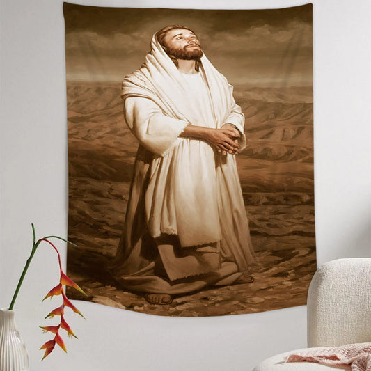 Heavenward (Sepia) Tapestry - Jesus Picture - Religious Tapestry - Christian Tapestry Wall Hangings