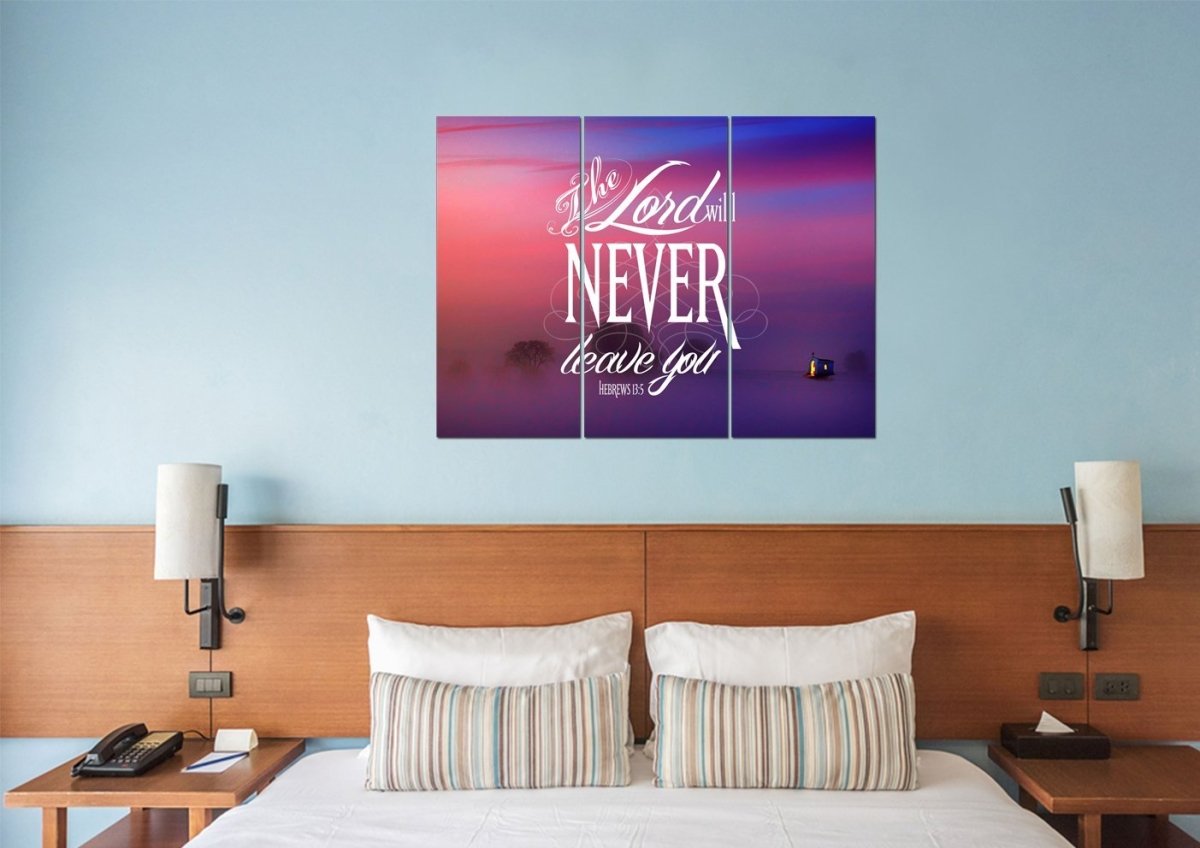 Hebrews 135 The Lord Will Never Leave You Canvas Wall Art Print - Christian Canvas Wall Art