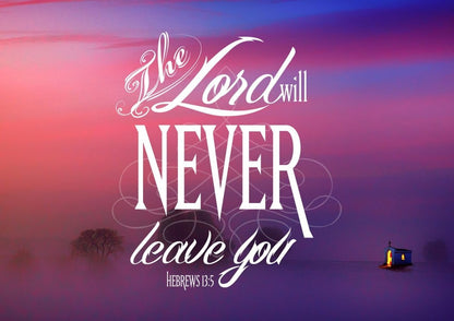 Hebrews 135 The Lord Will Never Leave You Canvas Wall Art Print - Christian Canvas Wall Art