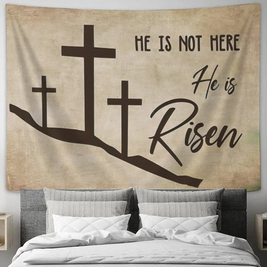 He is Not Here He is Risen Tapestry - Christian Tapestry - Christian Tapestry Wall Hanging - Tapestry Wall Hanging - Religious Wall Decor - Ciaocustom