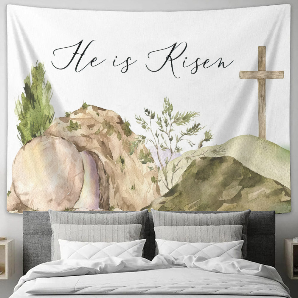 He is Risen Tapestry - Bible Verse Wall Tapestry - Christian Tapestry - Religious Tapestry Wall Hanging - Tapestry Wall Hanging - Ciaocustom