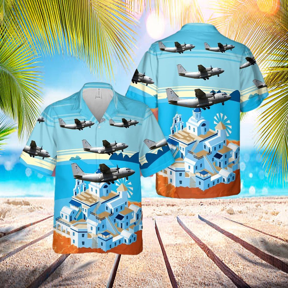 Hellenic Air Force C-27j Spartan Hawaiian Shirt - Beachwear For Men - Best Hawaiian Shirts