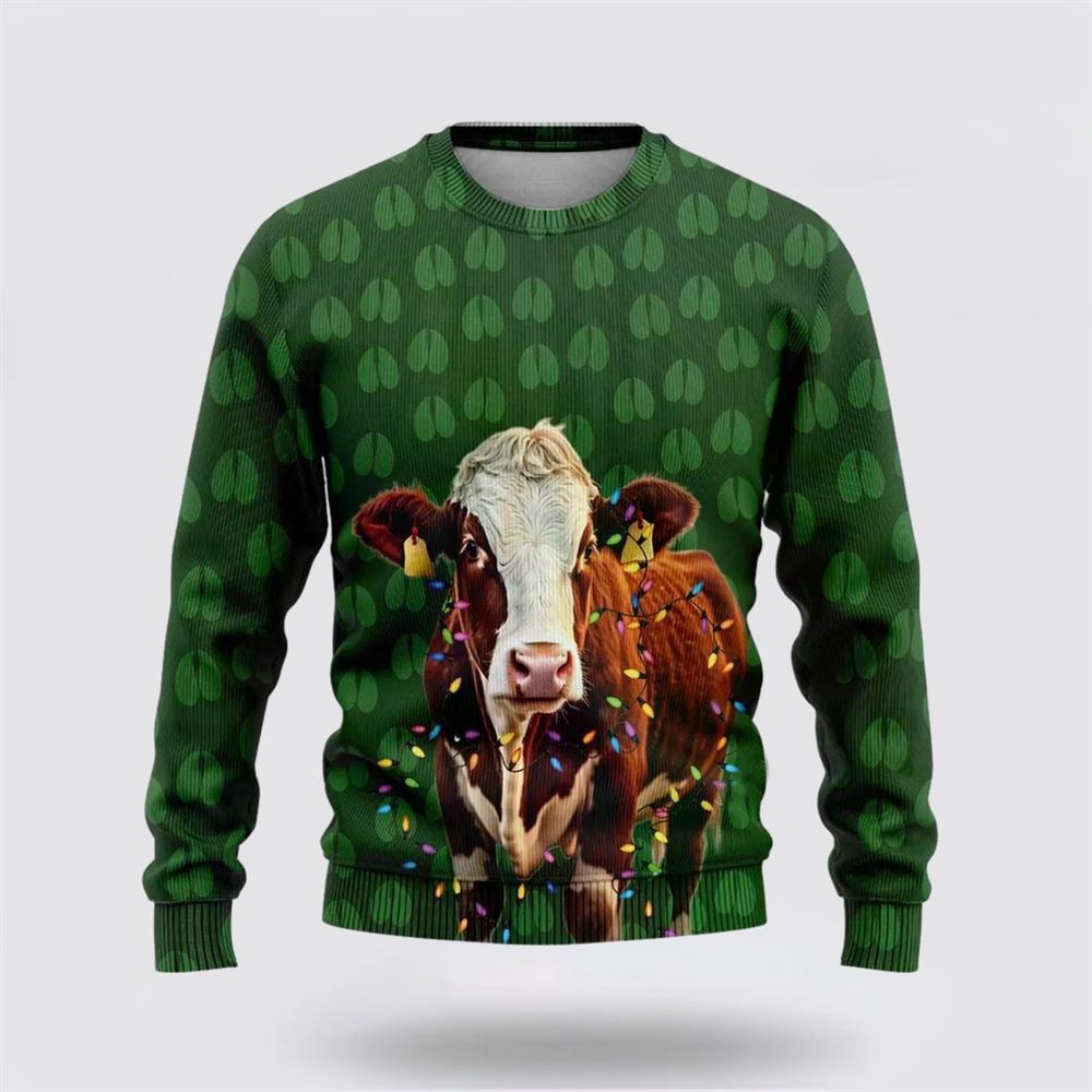 Hereford Cow Christmass Ugly Christmas Sweater, Farm Sweater, Christmas Gift, Best Winter Outfit Christmas