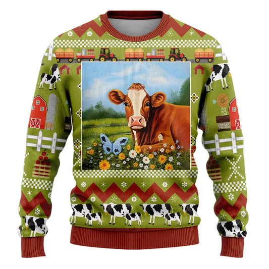 Hereford Cows Christmass Ugly Christmas Sweater, Farm Sweater, Christmas Gift, Best Winter Outfit Christmas