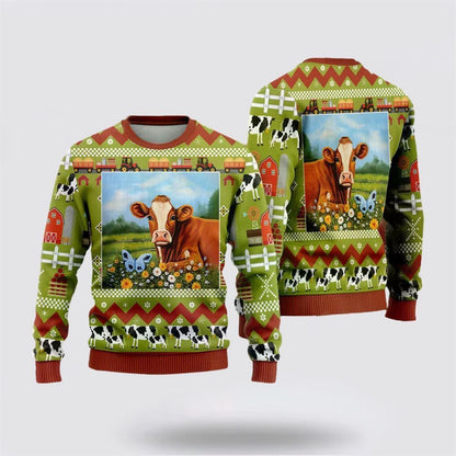 Hereford Cows Christmass Ugly Christmas Sweater, Farm Sweater, Christmas Gift, Best Winter Outfit Christmas
