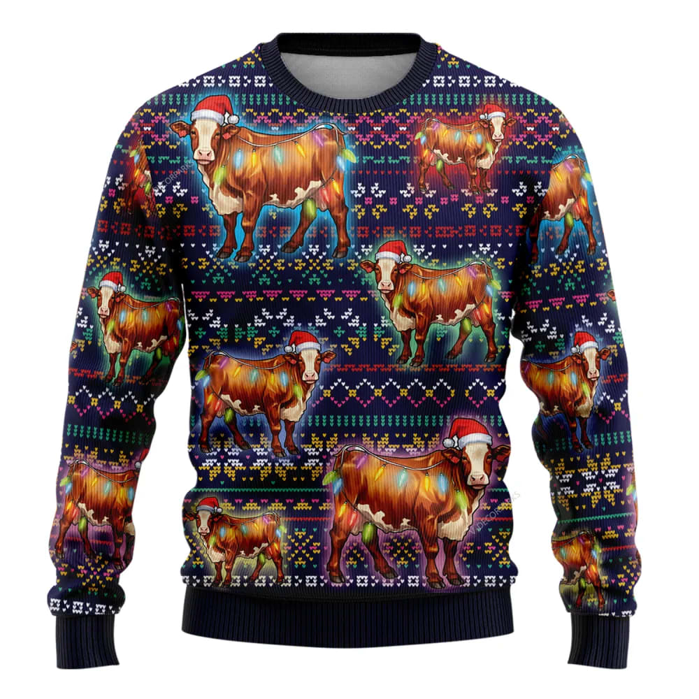 Hereford Cows Ugly Christmas Sweater, Farm Sweater, Christmas Gift, Best Winter Outfit Christmas