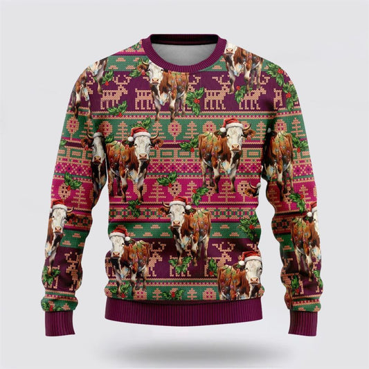 Hereford Cowss Ugly Christmas Sweater, Farm Sweater, Christmas Gift, Best Winter Outfit Christmas