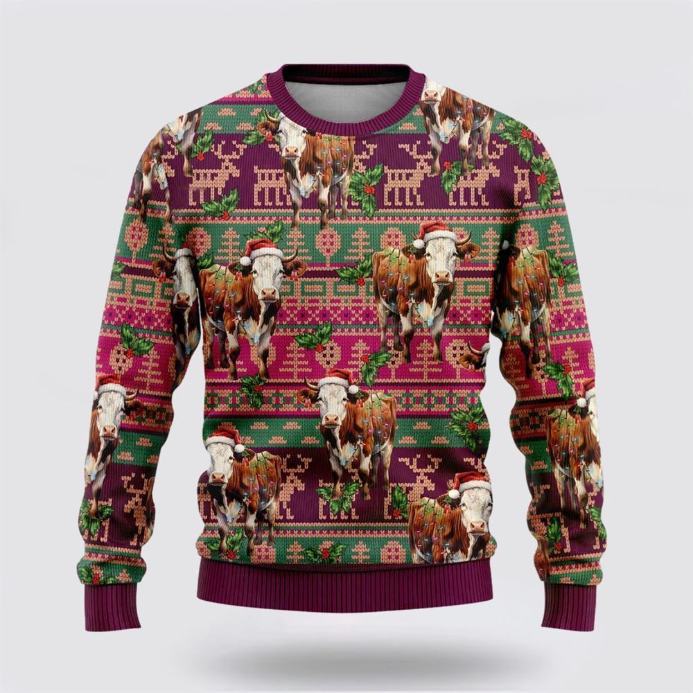 Hereford Cowss Ugly Christmas Sweater, Farm Sweater, Christmas Gift, Best Winter Outfit Christmas