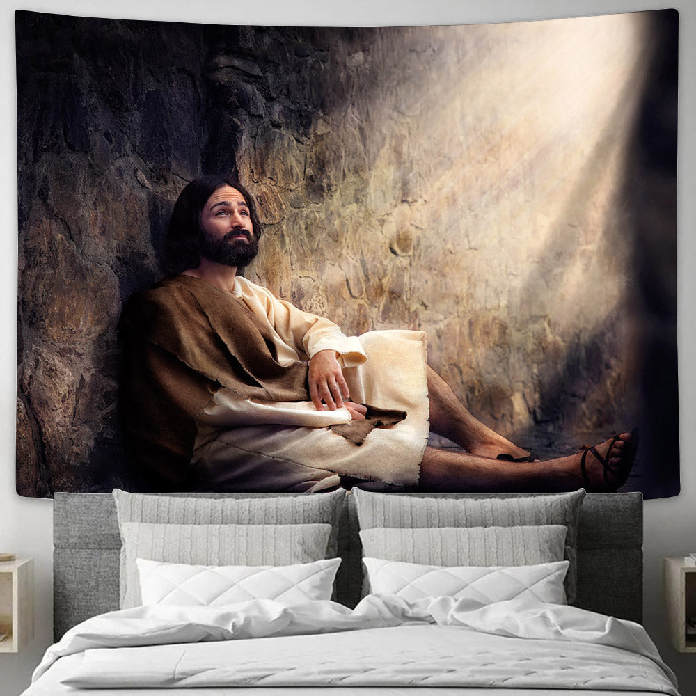 Hidden Light Wall Art Tapestry - Religious Tapestry Christian - Jesus Pictures - Christian Wall Tapestry