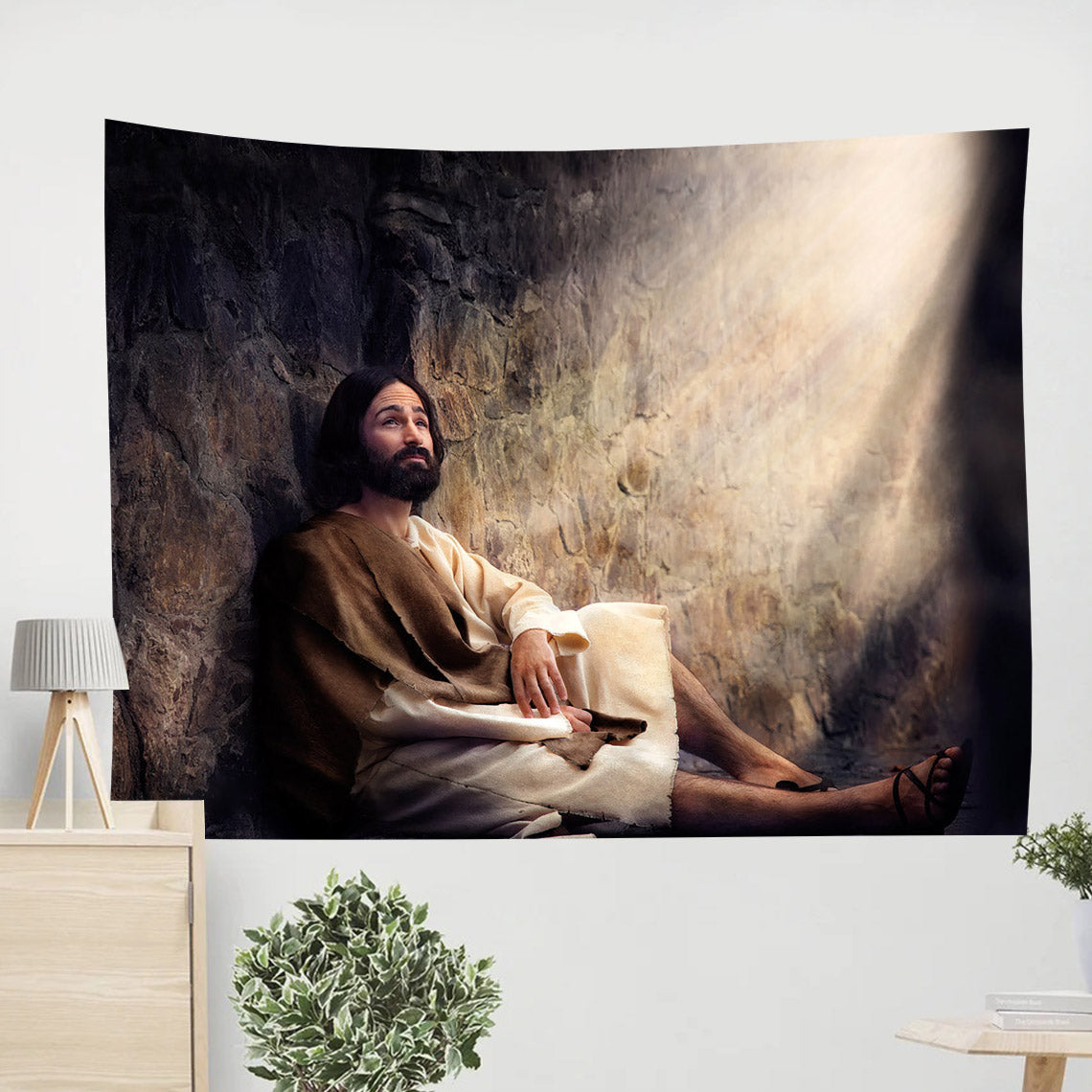 Hidden Light Wall Art Tapestry - Religious Tapestry Christian - Jesus Pictures - Christian Wall Tapestry