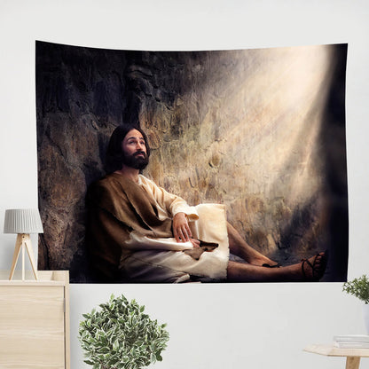 Hidden Light Wall Art Tapestry - Religious Tapestry Christian - Jesus Pictures - Christian Wall Tapestry
