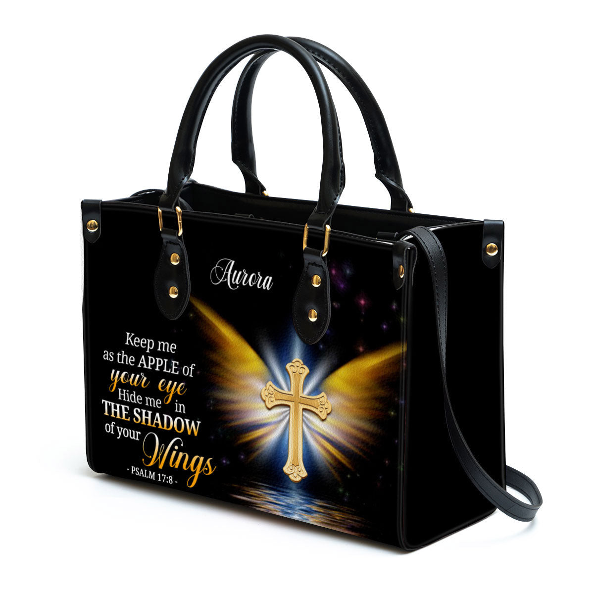 Hide Me In The Shadow Of Your Wings Psalm 17 8 Leather Bag - Personalized Leather Bible Handbag - Christian Gifts for Women
