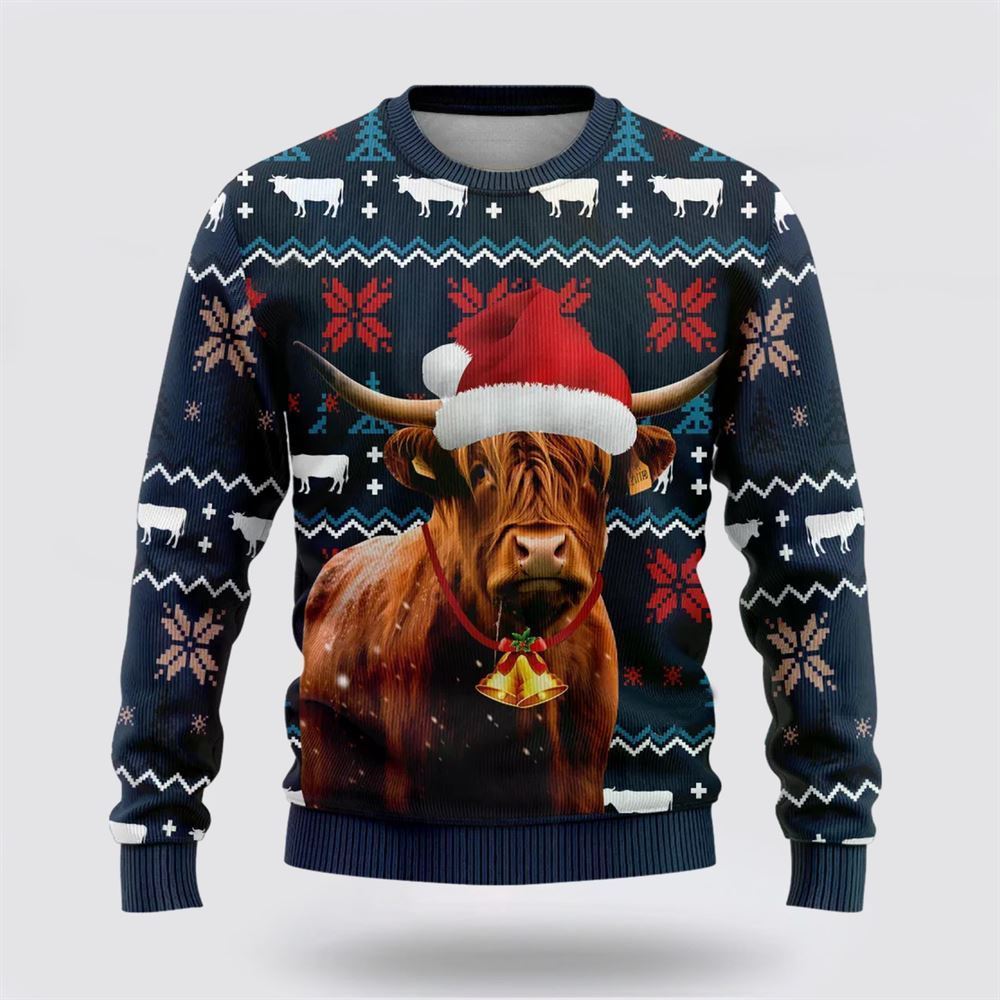 Highland Cow Christmass Ugly Christmas Sweater, Farm Sweater, Christmas Gift, Best Winter Outfit Christmas