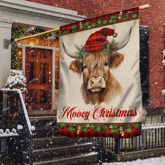 Highland Cow Fluffy Cow Christmas Flag - Religious Christmas House Flags - Religious Christmas House Flags - Christmas Flags