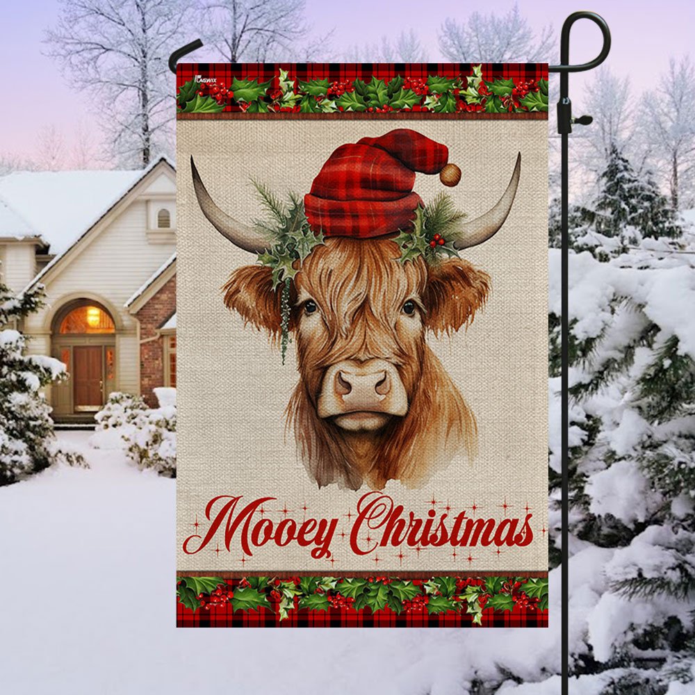 Highland Cow Fluffy Cow Christmas Flag - Religious Christmas House Flags - Religious Christmas House Flags - Christmas Flags