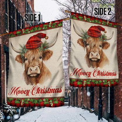 Highland Cow Fluffy Cow Christmas Flag - Religious Christmas House Flags - Religious Christmas House Flags - Christmas Flags