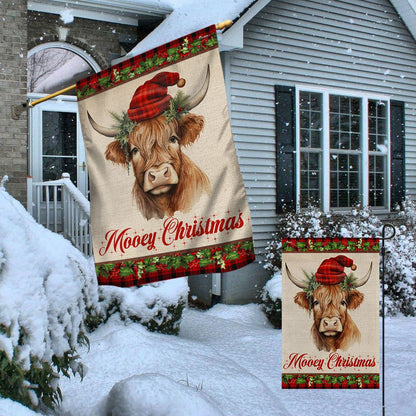 Highland Cow Fluffy Cow Christmas Flag - Religious Christmas House Flags - Religious Christmas House Flags - Christmas Flags