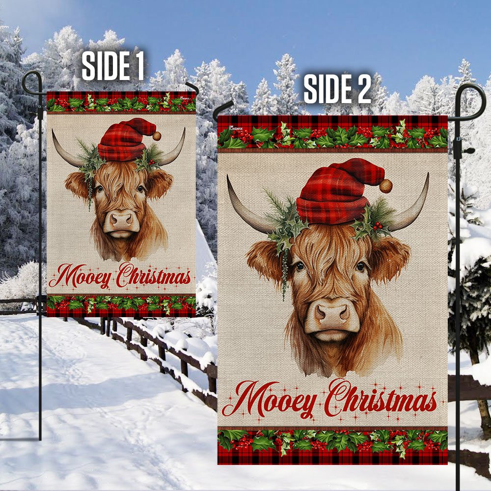 Highland Cow Fluffy Cow Christmas Flag - Religious Christmas House Flags - Religious Christmas House Flags - Christmas Flags