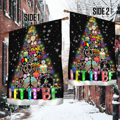 Hippie Christmas  Let It Be - Christmas Garden Flag - Christmas House Flag - Christmas Outdoor Decoration