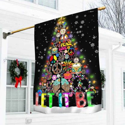 Hippie Christmas  Let It Be - Christmas Garden Flag - Christmas House Flag - Christmas Outdoor Decoration