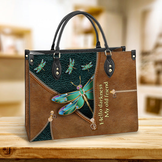 Hippie Dragonfly Hello Darkness My Old Friend 3 Leather Bag - Women's Pu Leather Bag - Best Mother's Day Gifts