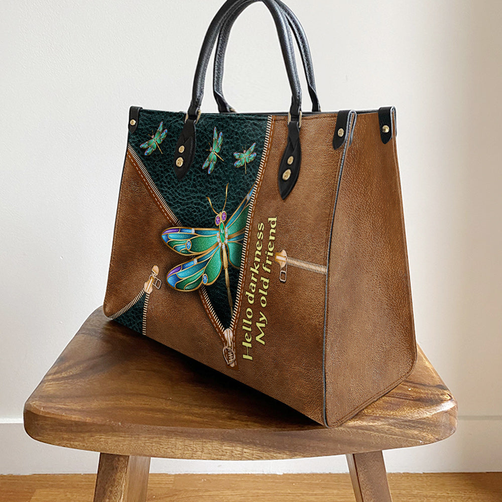 Hippie Dragonfly Hello Darkness My Old Friend 3 Leather Bag - Women's Pu Leather Bag - Best Mother's Day Gifts