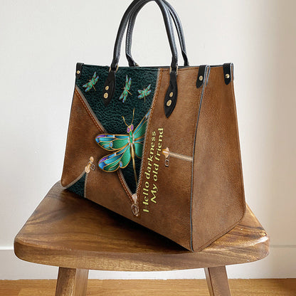 Hippie Dragonfly Hello Darkness My Old Friend 3 Leather Bag - Women's Pu Leather Bag - Best Mother's Day Gifts