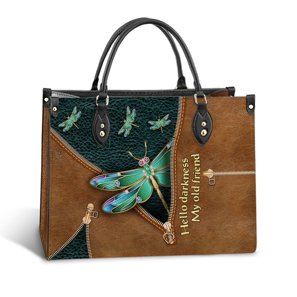 Hippie Dragonfly Hello Darkness My Old Friend 3 Leather Bag - Women's Pu Leather Bag - Best Mother's Day Gifts