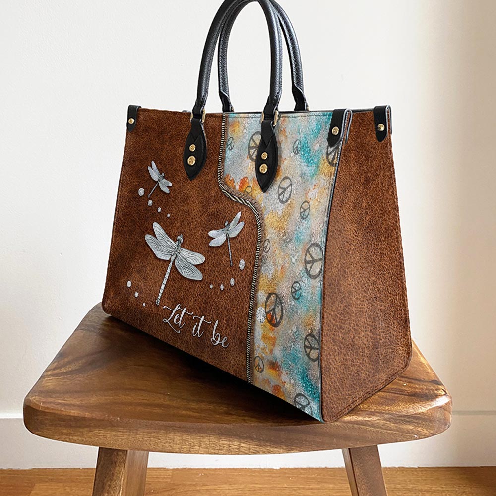 Hippie Dragonfly Let It Be 2 Leather Bag - Women's Pu Leather Bag - Best Mother's Day Gifts