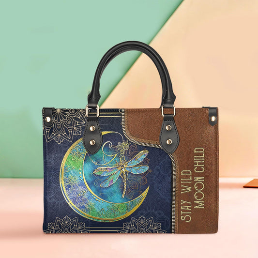 Hippie Dragonfly Stay Wild Moon Child Leather Bag - Women's Pu Leather Bag - Best Mother's Day Gifts