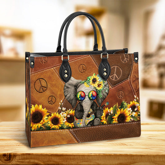 Hippie Elephant Peace Leather Bag - Women's Pu Leather Bag - Best Mother's Day Gifts