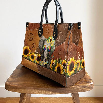 Hippie Elephant Peace Leather Bag - Women's Pu Leather Bag - Best Mother's Day Gifts