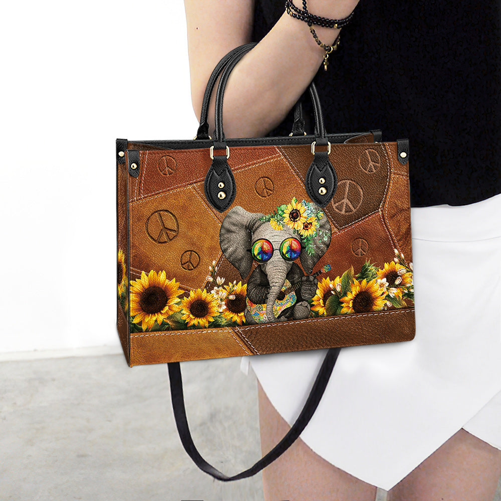 Hippie Elephant Peace Leather Bag - Women's Pu Leather Bag - Best Mother's Day Gifts