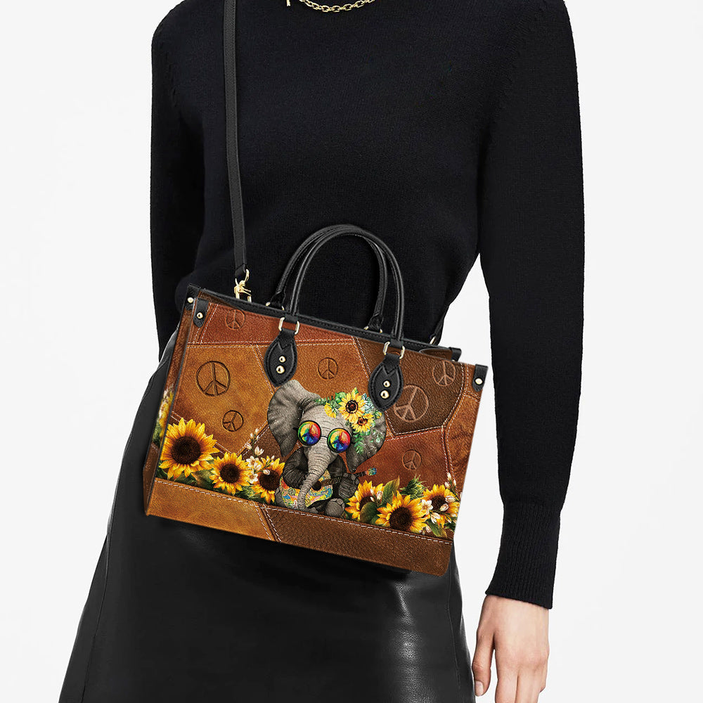 Hippie Elephant Peace Leather Bag - Women's Pu Leather Bag - Best Mother's Day Gifts