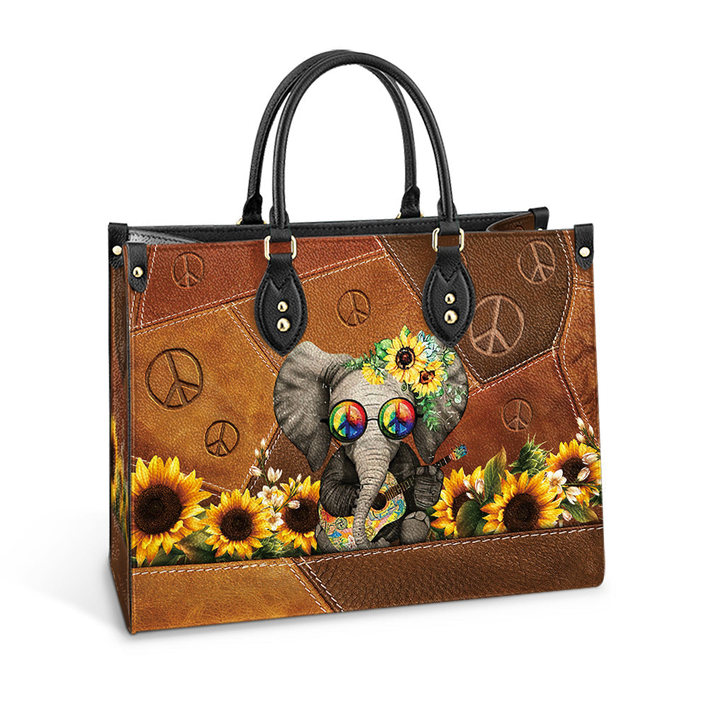 Hippie Elephant Peace Leather Bag - Women's Pu Leather Bag - Best Mother's Day Gifts