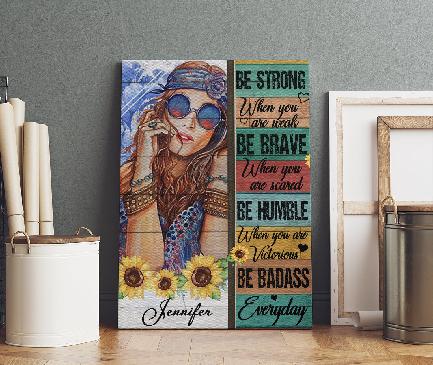 Hippie Girl Canvas Be Strong When You Are Weak - Personalized  Name