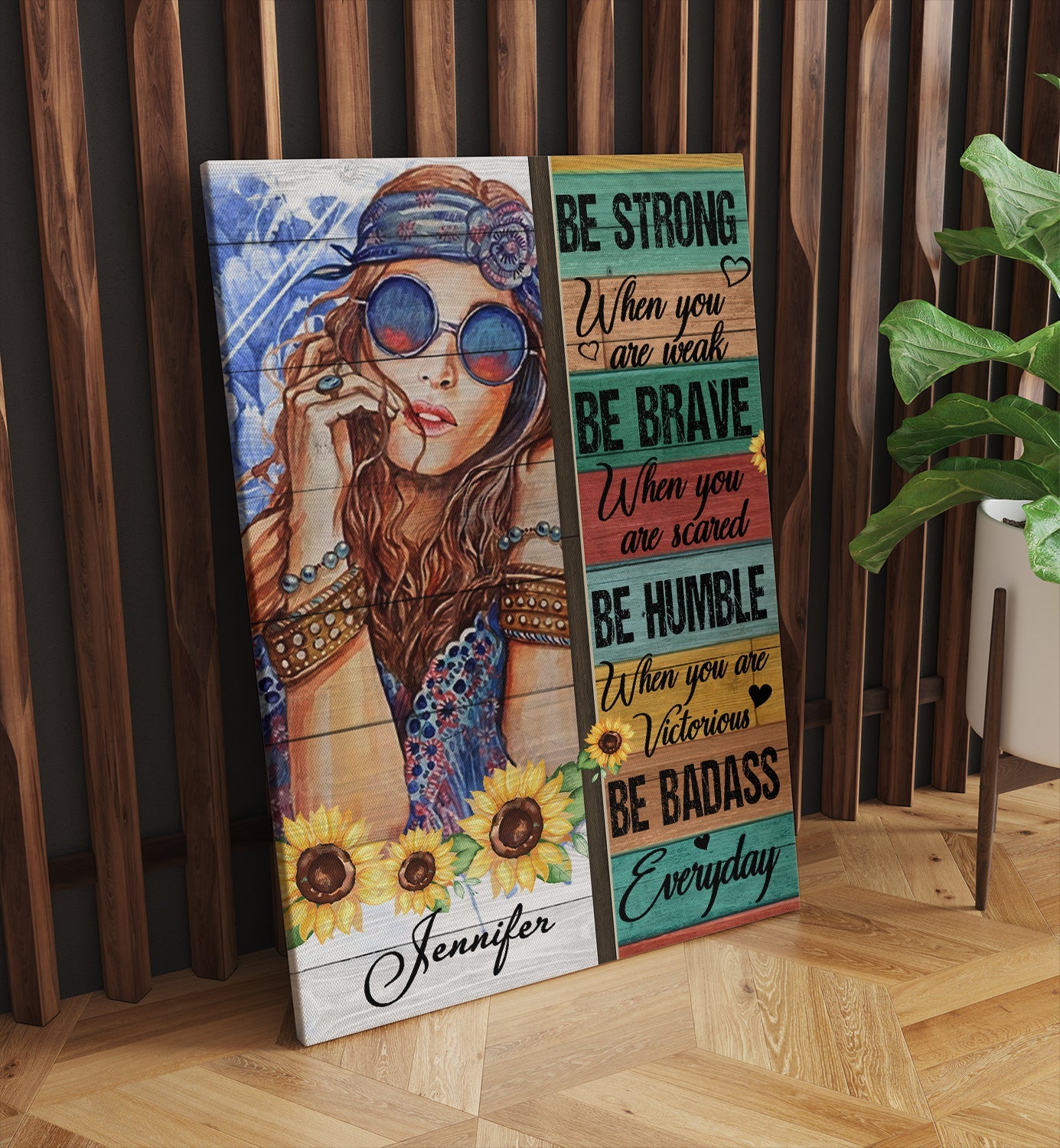 Hippie Girl Canvas Be Strong When You Are Weak - Personalized  Name