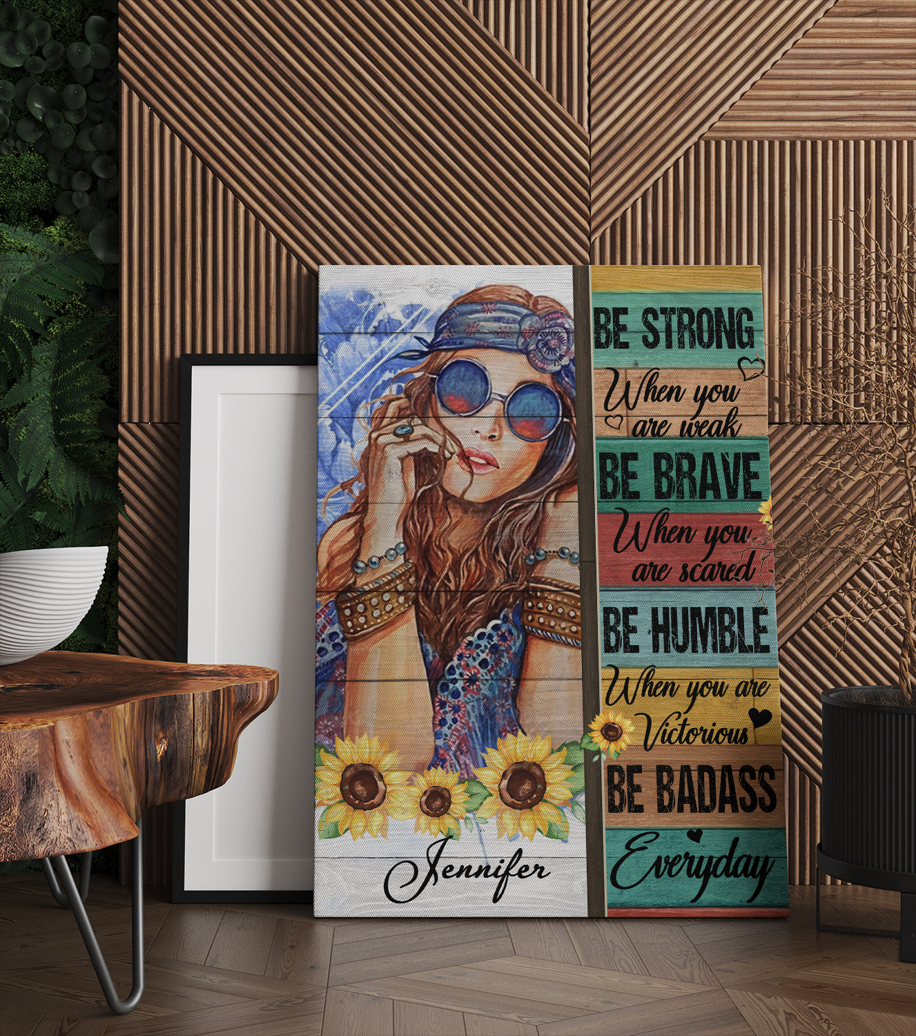 Hippie Girl Canvas Be Strong When You Are Weak - Personalized  Name