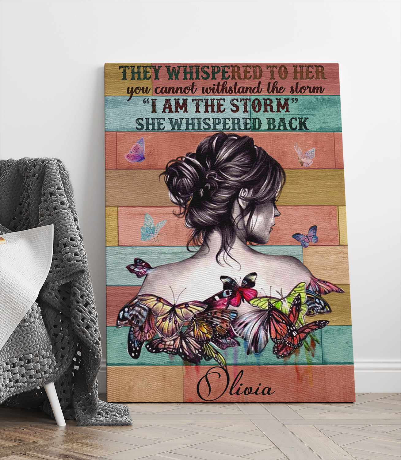Hippie Girl Canvas Wall Art - They Whispered To Her You Can't Withstand The Storm